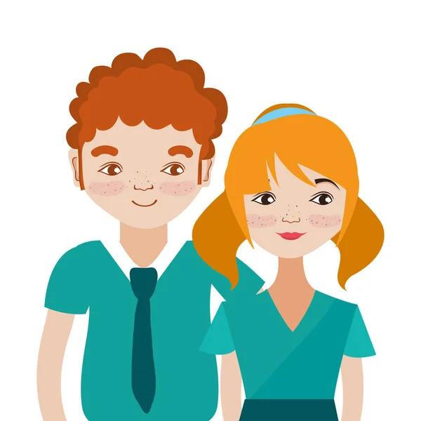 Pareja Mujer Hombre Sonriente Vector Dibujos Animados Ilustración Diseño Gráfico — Vector de stock