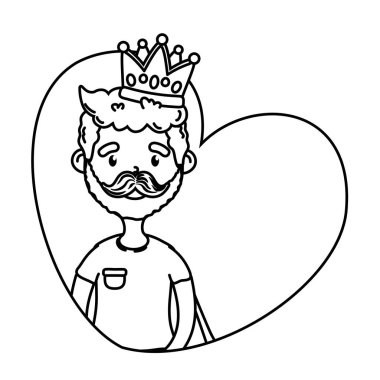 taç simgesi karikatür sakal siyah ve beyaz vektör illüstrasyon grafik tasarım ile adam