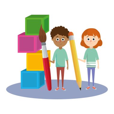 ilköğretim okulu öğrencileri çocuk çizgi film vektör çizim grafik tasarım