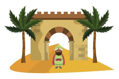 Noel nativity sahne bilge adam karikatür vektör çizim grafik tasarım
