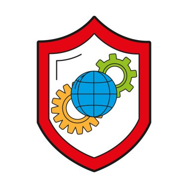 güvenlik sistemi destek karikatür vektör çizim grafik tasarım