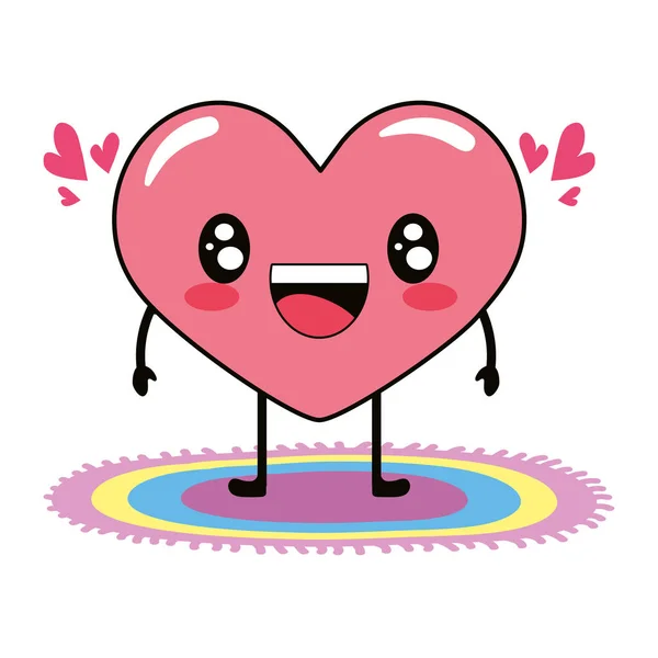 Amour Coeur Sur Tapis Dessin Animé Vectoriel Illustration Conception Graphique — Image vectorielle