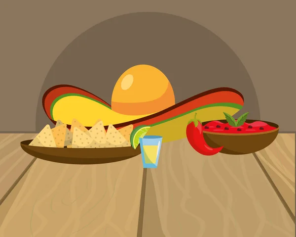 Вкусный Мексиканский Пищевой Вектор Карикатуры Графический Дизайн — стоковый вектор