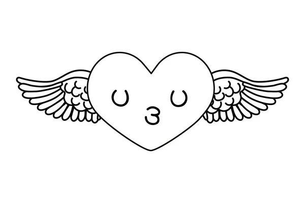 Love Heart Wings Cartoon Vector Illustration Graphic Design — стоковый вектор