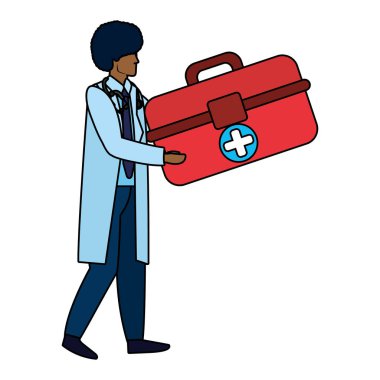 ilk yardım kutusu karikatür vektör çizim grafik tasarım holding Sağlık Tıp doktoru adam