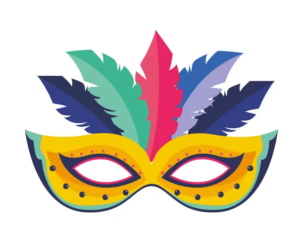 Maske Karneval Flachen Stil Mit Federn Isolierten Vektor Illustration Grafik — Stockvektor