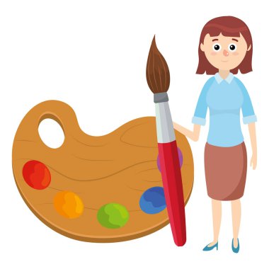 İlköğretim Okulu öğretmen karikatür vektör çizim grafik tasarım