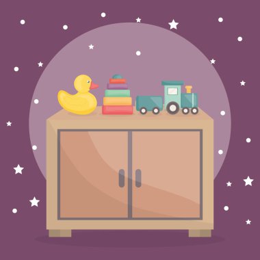 ahşap çekmece vektör illüstrasyon tasarım bebek oyuncakları