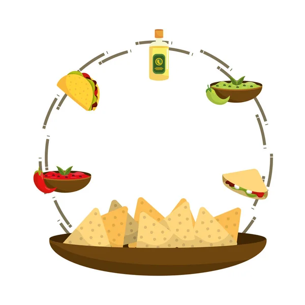 Meksykańskie Jedzenie Pyszne Okrągły Projekt Graficzny Ikona Kreskówka Wektor Ilustracja — Wektor stockowy