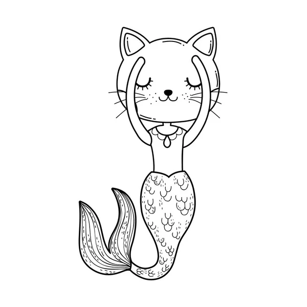 Bonito Purrmaid Conto Fadas Personagem Vetor Ilustração Design — Vetor de Stock