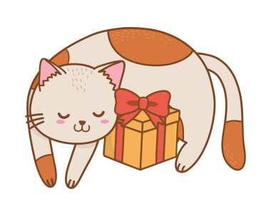 Doğum günü hayvan illüstrasyon karikatür kavramı kedi pisi parti sevimli tasarlamak vektör