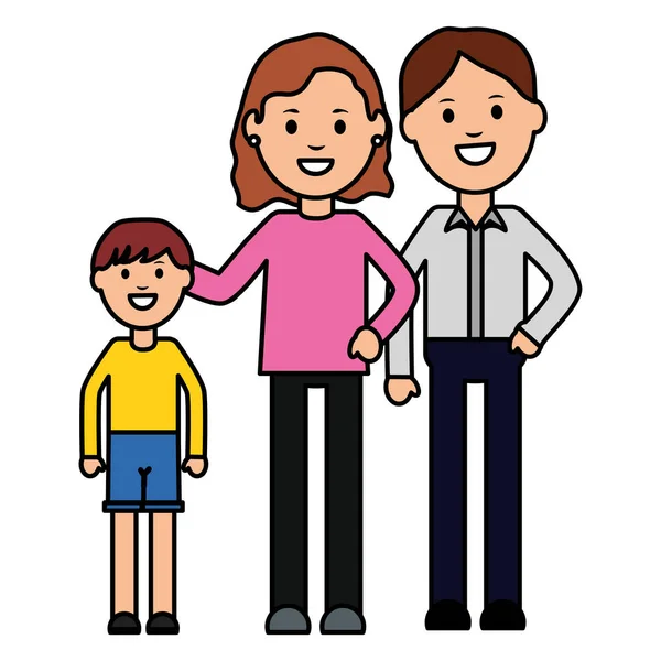 Padres Pareja Con Hijo Vector Ilustración Diseño — Vector de stock