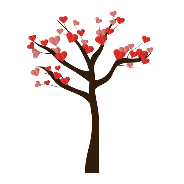 Valentines Day Heart Tree Cartoon Vector Illustration Graphic Design — Stock Vector