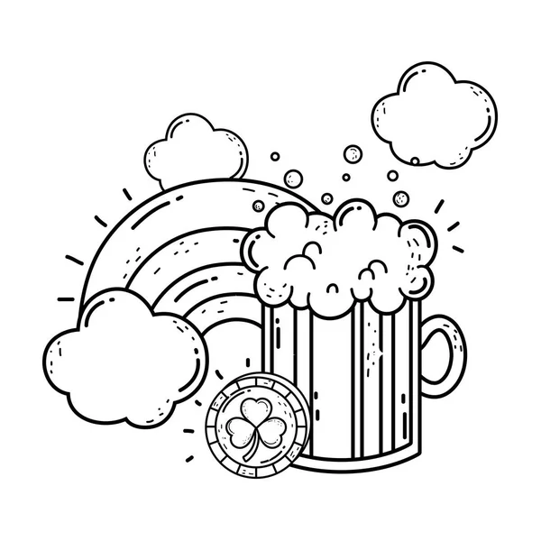 Pot Bière Arc Ciel Saint Patrick Jour Vecteur Illustration Conception — Image vectorielle