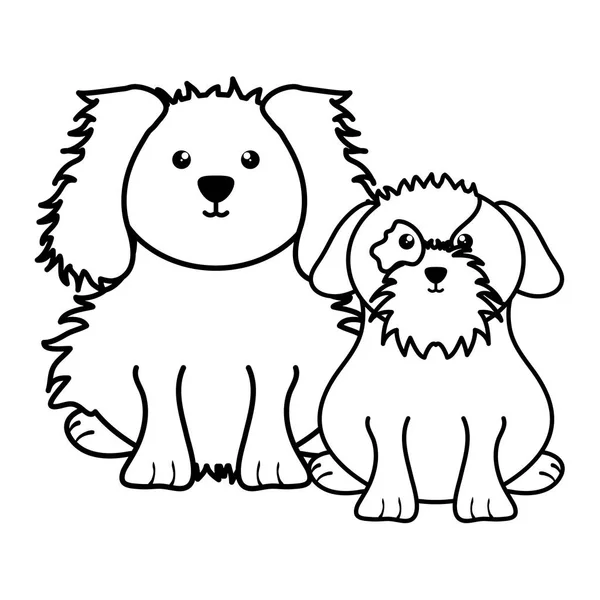 Lindo Perros Mascotas Personajes Vector Ilustración Diseño — Vector de stock