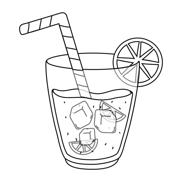 おいしいリフレッシュフルーツレモネードレモンジュースガラス漫画ベクトルイラストグラフィックデザイン — ストックベクタ