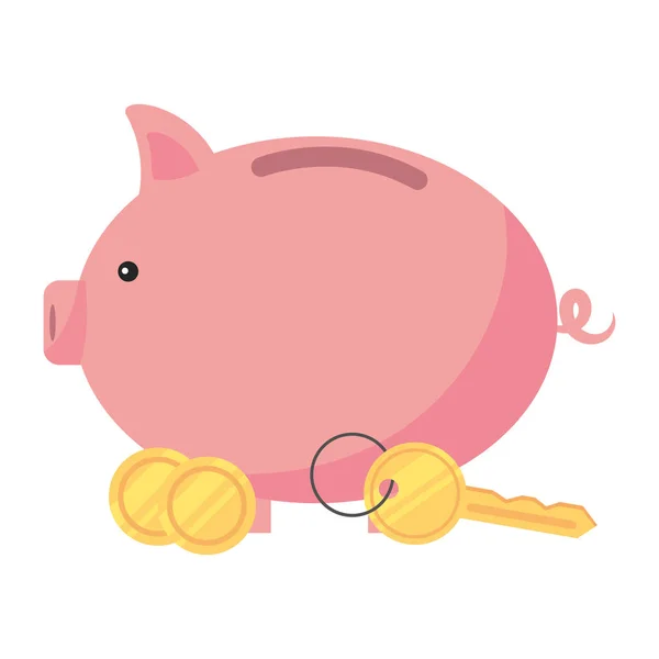 Piggy Bank Cartoon Vector Illustratie Grafisch Ontwerp — Stockvector