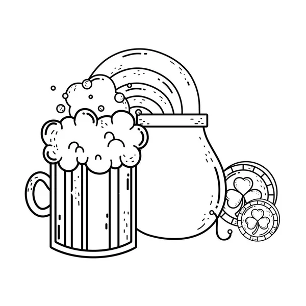 Jar Μπύρα Και Θησαυρό Καζάνι Άγιος Πάτρικ Ημέρα Φορέα Απεικόνιση — Διανυσματικό Αρχείο