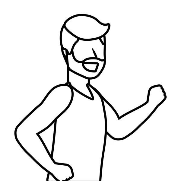 アニメベクトルイラストグラフィックデザインを走るフィットネススポーツトレインマン — ストックベクタ