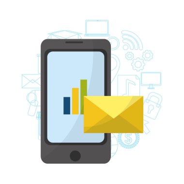 İş grafik üzerinde e-posta simge vektör çizim grafik tasarım ile smartphone