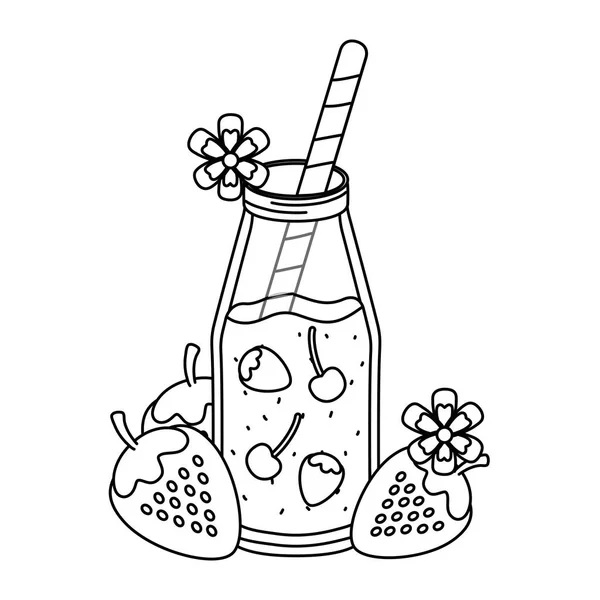 Heerlijke Smakelijke Vernieuwing Rode Vruchten Sap Mason Jar Cartoon Vector — Stockvector