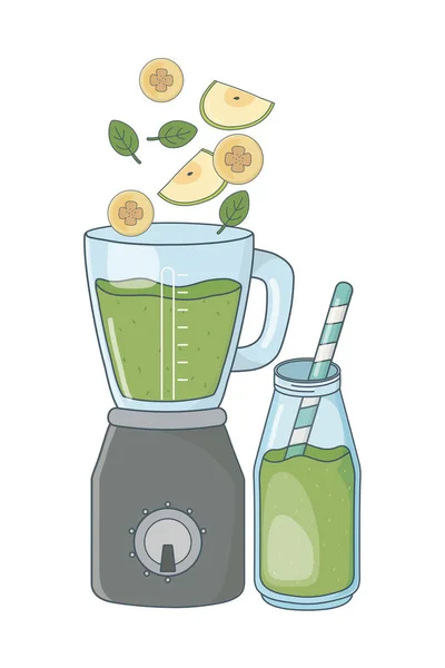 Läckra Friska Frukter Blanda Smoothie Blender Cartoon Vector Illustration Grafisk — Stock vektor