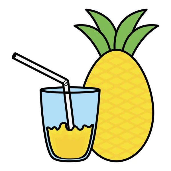 Glass Juice Pineapple Vector Illustration Design — Stock Vector