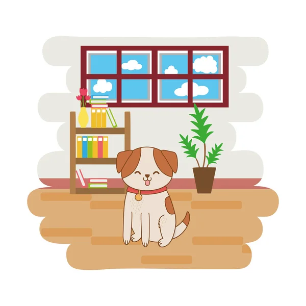 可爱有趣的宠物狗卡通矢量插图图形设计 — 图库矢量图片