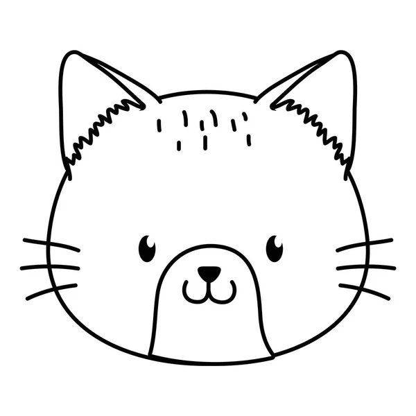 Lindo Pequeño Animal Gato Cara Dibujos Animados Vector Ilustración Gráfico — Vector de stock