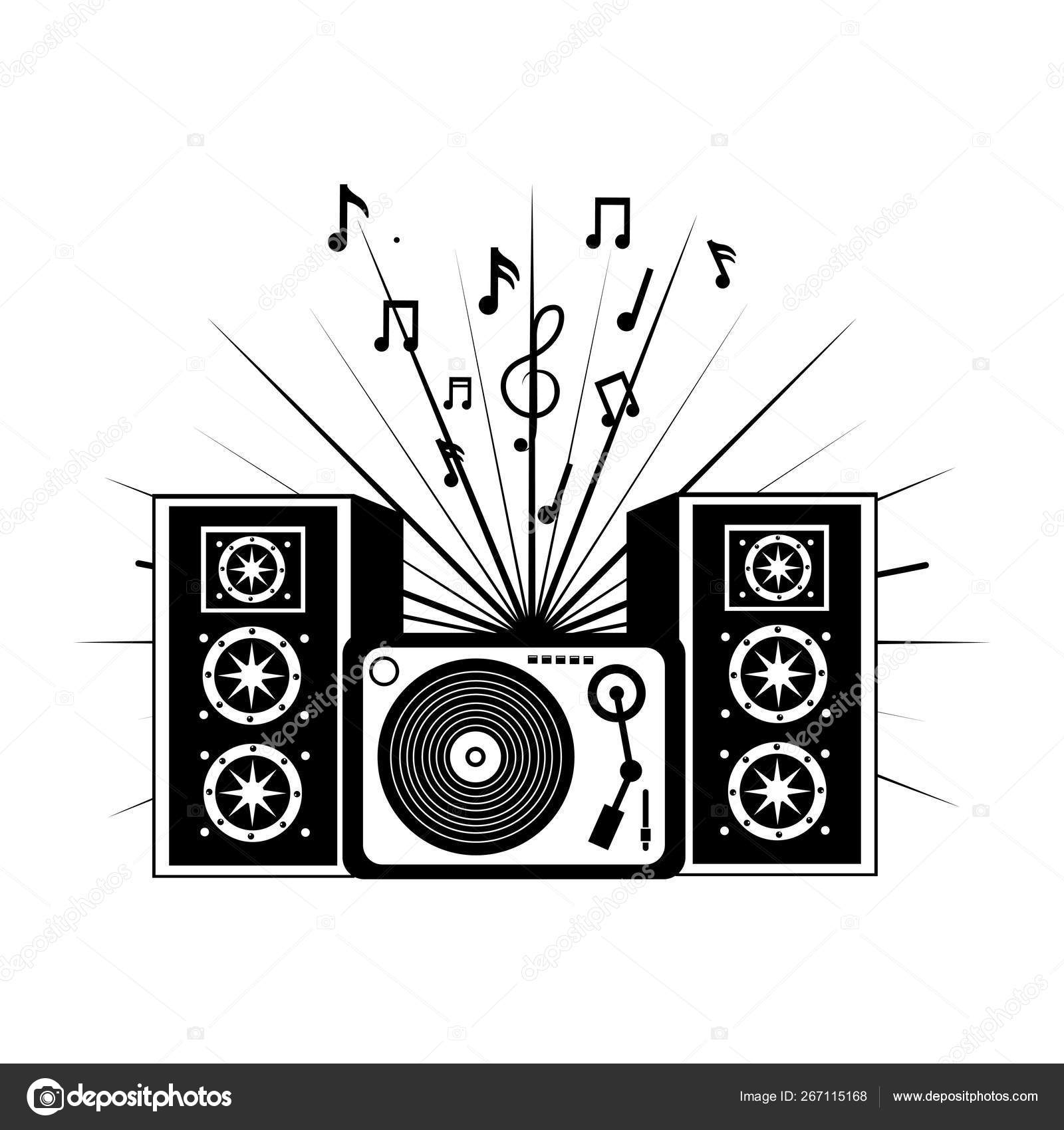 white turntable with speakers