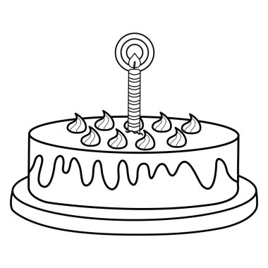 bir mum vektör illüstrasyon tasarımı ile lezzetli tatlı pasta