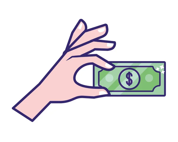 Sparen Geld Geschäft Buchhaltung Rechnung Hand Halten Cartoon Vektor Illustration — Stockvektor