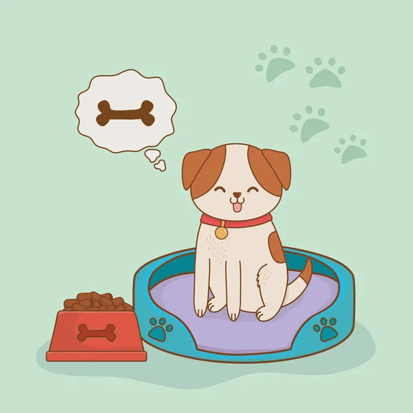 Schattige Kleine Doggy Mascotte Karakter Vector Illustratie Ontwerp — Stockvector