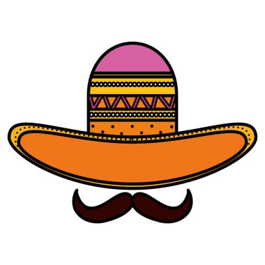 bıyık geleneksel simge vektör illüstrasyon tasarımı ile meksika şapka