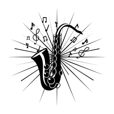 saksafon müzik notlar yazılmış vektör çizim grafik tasarım ile