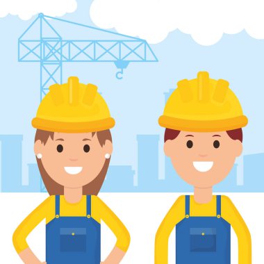 birkaç inşaatçılar işçi kask vektör illüstrasyon tasarım