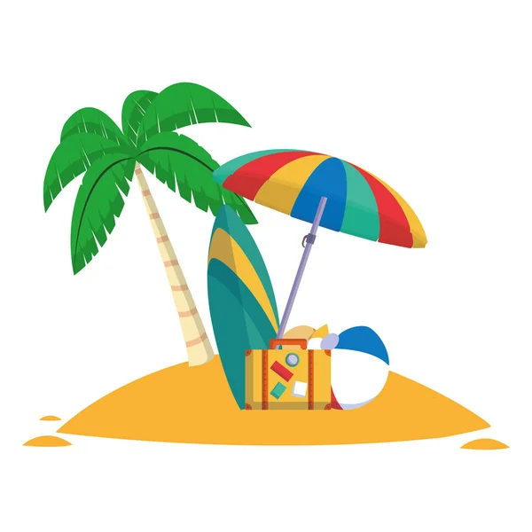 Beach Surf Table Suitcase Umbrella Vector Illustration Graphic Design — Stock Vector