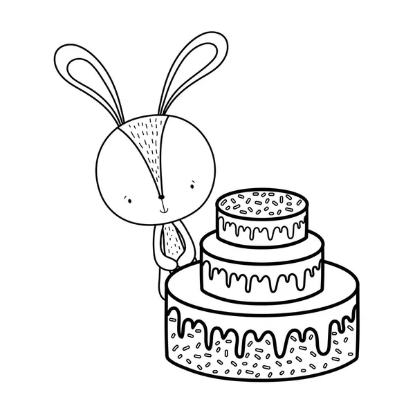 甘いケーキベクトルイラストデザインのかわいい小さなウサギ — ストックベクタ