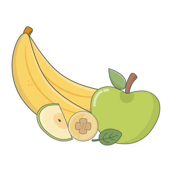 Deliciosa Comida Saludable Frutas Mezcla Dibujos Animados Vector Ilustración Diseño — Vector de stock