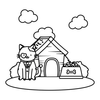 ev taşıyıcı karikatür vektör illüstrasyon grafik tasarım ile sevimli komik evcil kedi