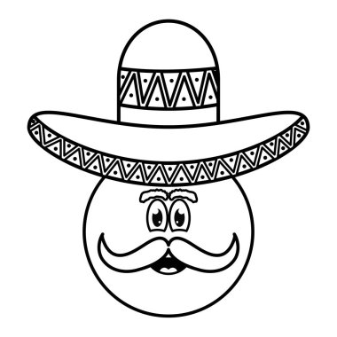 meksika emoji karakter simgesi vektör illüstrasyon tasarımı