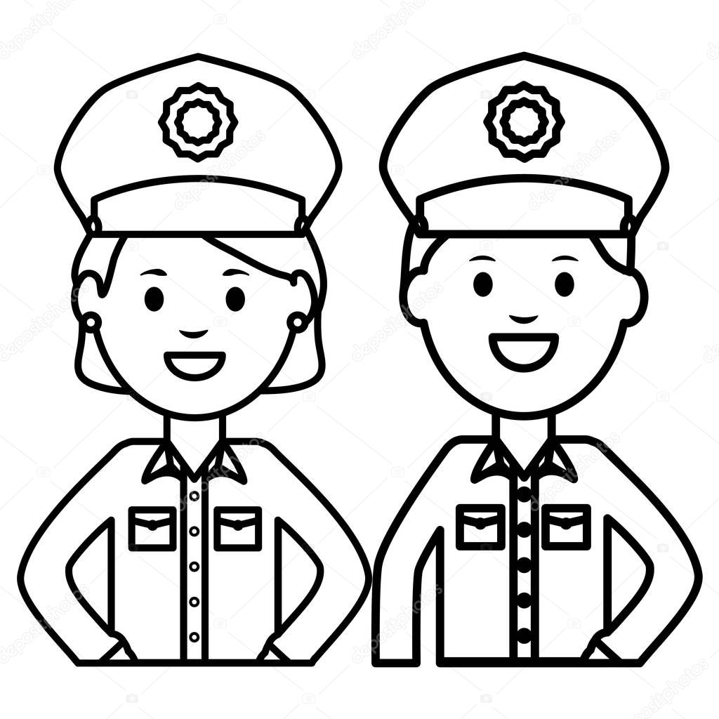 couple police officers avatars characters vector illustration design