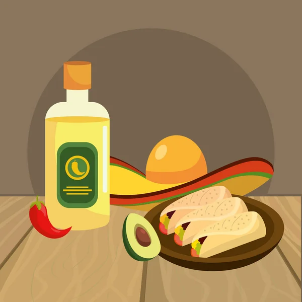 美味的墨西哥食品卡通矢量插图平面设计 — 图库矢量图片