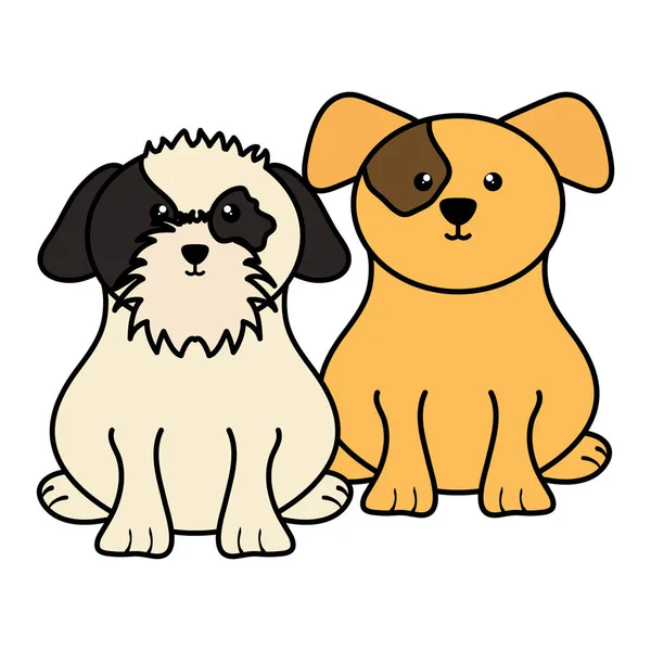 Niedlichen Kleinen Hunden Haustiere Zeichen Vektor Illustration Design — Stockvektor