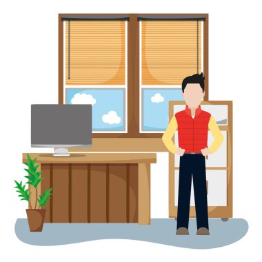 haber gazeteci adam ofis karikatür vektör çizim grafik tasarım içinde