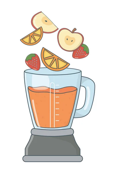 Köstliche Gesunde Früchte Mischung Smoothie Mixer Cartoon Vektor Illustration Grafik — Stockvektor