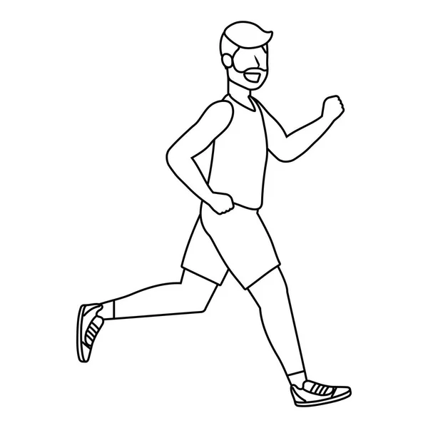 Fitness Sport Trein Man Running Cartoon Vector Illustratie Grafisch Ontwerp — Stockvector