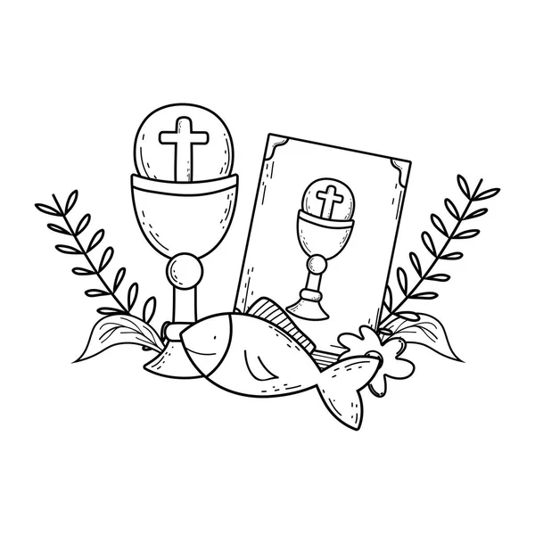 Heiliger Kelch Mit Heiligem Bibelvektor Illustrationsdesign — Stockvektor