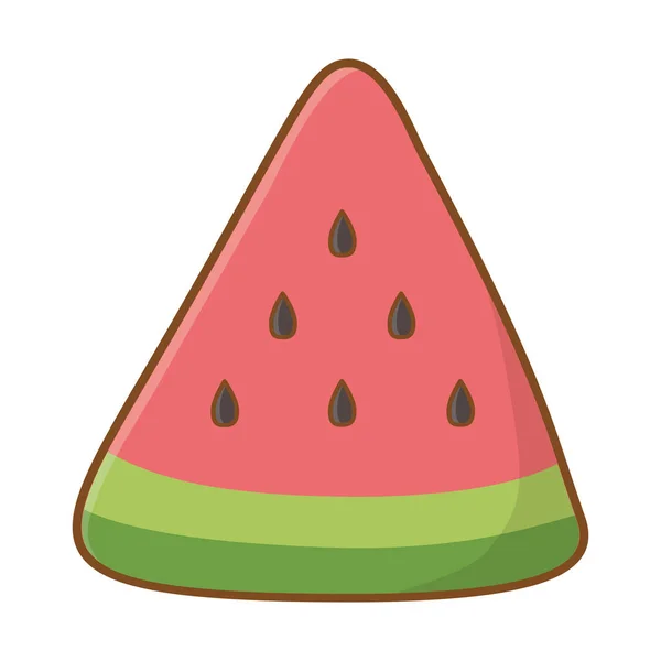 Watermeloen Cartoon Fruit Geïsoleerd Plat Pictogram Zomertijd Vector Illustratie Bewerkbaar — Stockvector