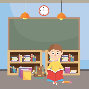 İlköğretim Okulu öğrenci çocuk çizgi film vektör çizim grafik tasarım